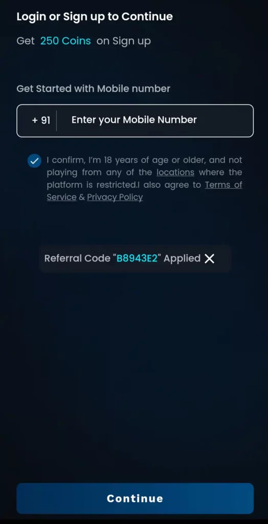 Peel blue app refer code